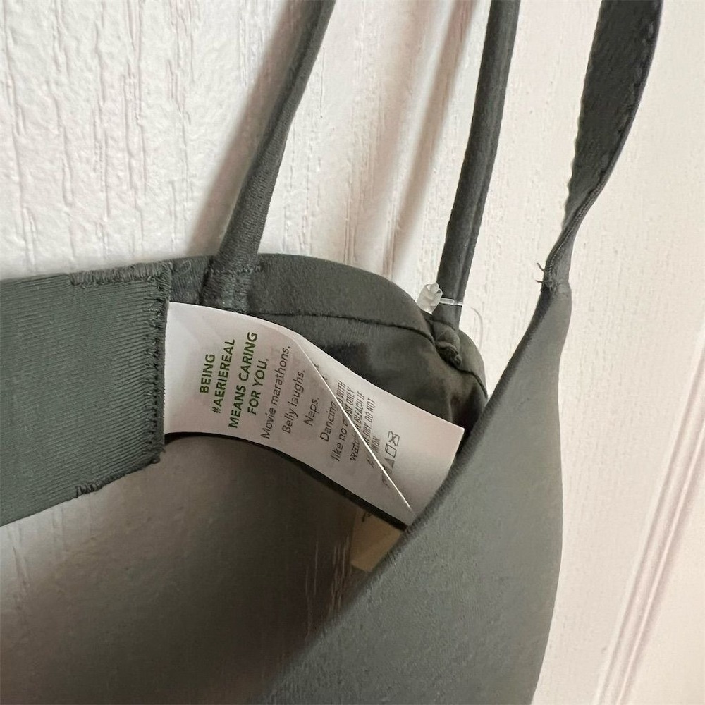 Aerie Real Good Sunnie Demi Push Up Bra Olive Green 32B Adjustable Straps NEW - Picture 5 of 7